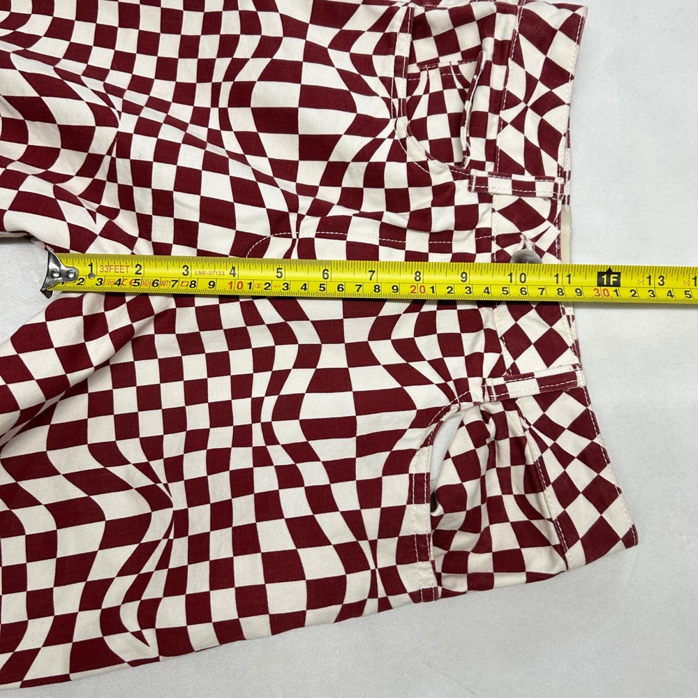 Paloma Wool Burgundy Psychedelic Checkered Straight Leg Pants - Picture 7 of 10